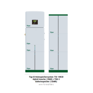 Tigo EI Heimspeichersystem: TSI-10K3D Hybrid-Inverter (10kW) + TSB-12 Batteriespeicher (12kWh)