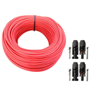 50m Solarkabel rot 4mm² + 2 Paar MC 4 Stecker für PV Solar Photovoltaik